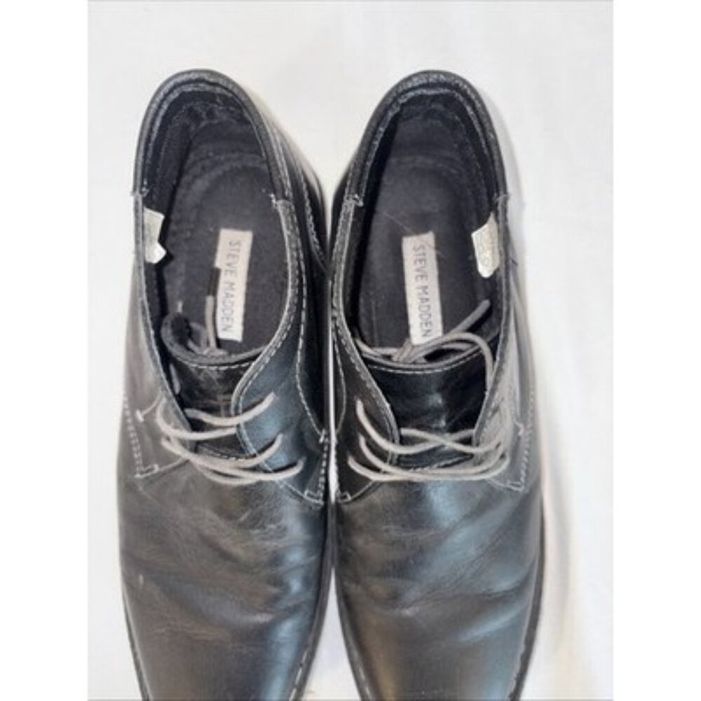 Steve Madden Mens 9.5 Chukka Ankle Boot Black Leather Harken017 - Picture 5 of 8